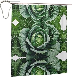 Vuiopuf Bright Cabbage 60x72 Inch Waterproof Bathroom Shower Curtain,Bead-Up Water Repellent,Blackout Noise Reducing,Heavy-Duty Polyester with Metal Grommets Weighted Hem
