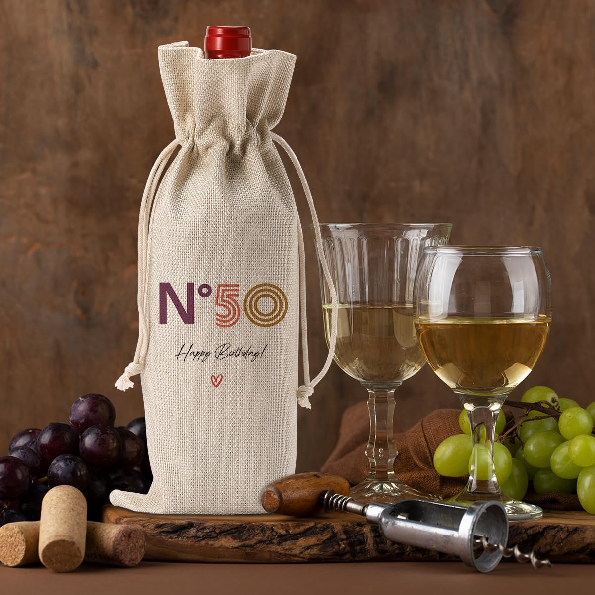 Happy 50th Birthday Party Decorations for Women Men, Cool 50th Birthday Gifts for Her Him Wine Bag, 50 Year Old 1974 Birthday Gifts for Women Men Wine Bags, N 50 Wine Bottle Bag - Image 5