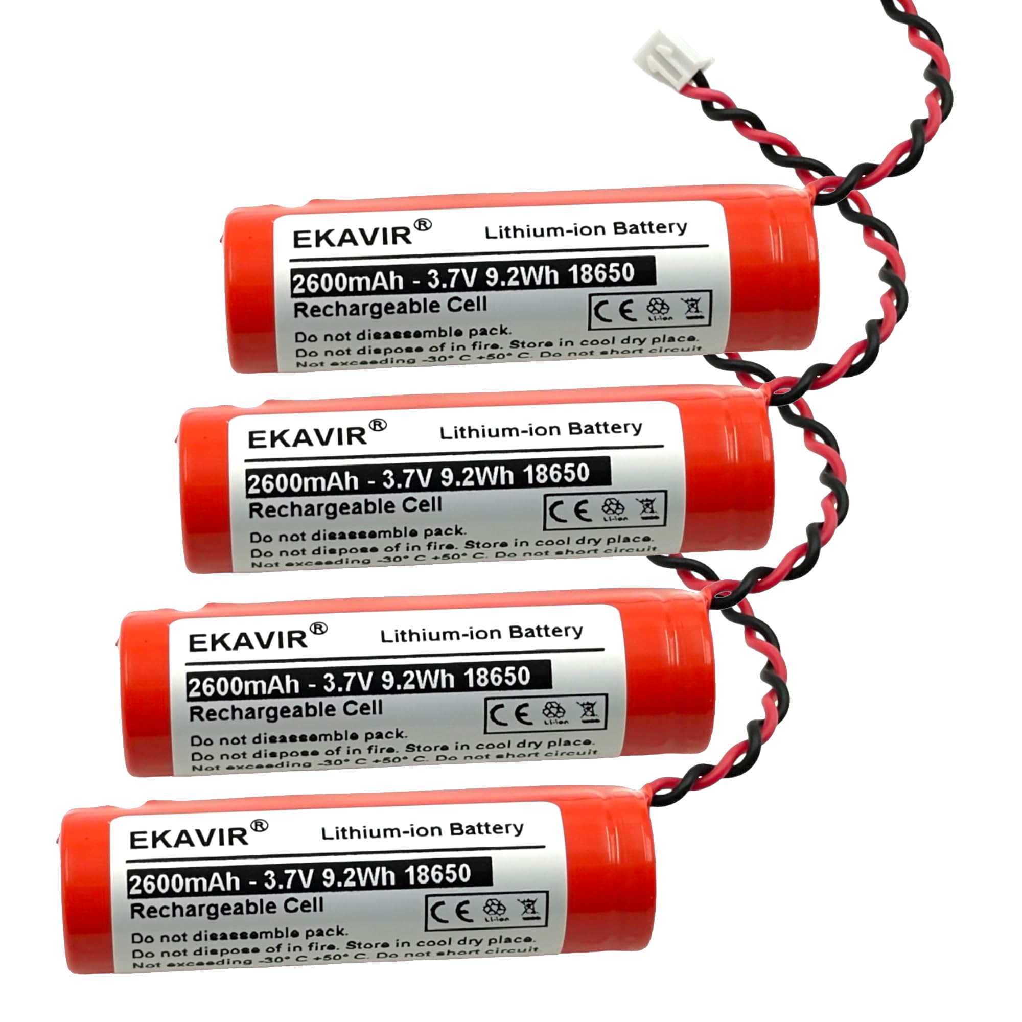 Ekavir 2600mAh 18650, 3.7V Long-Lasting with Wired Li-ion Battery, Size: 65X18mm-image-11