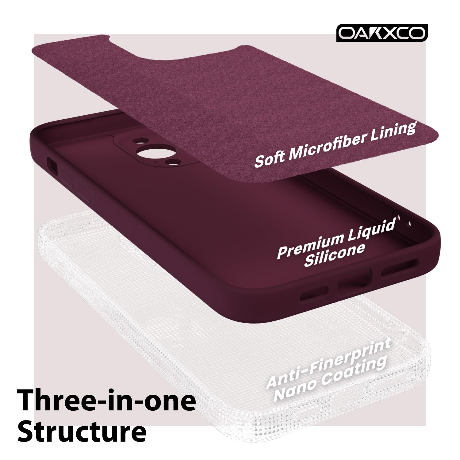 oakxco for iPhone 14 Pro Max Phone Case Liquid Silicone, Cute Thin Slim Soft Rubber TPU Plain Smooth Gel Cover for Women Girl, Matte Solid Protective & Shockproof, Burgundy Plum Wine — view 5