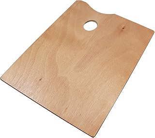 HEVSTIL 2Pack Wooden Palette, Oval Wooden Gouache Color Seal Oil Painting Palette, 30 * 40