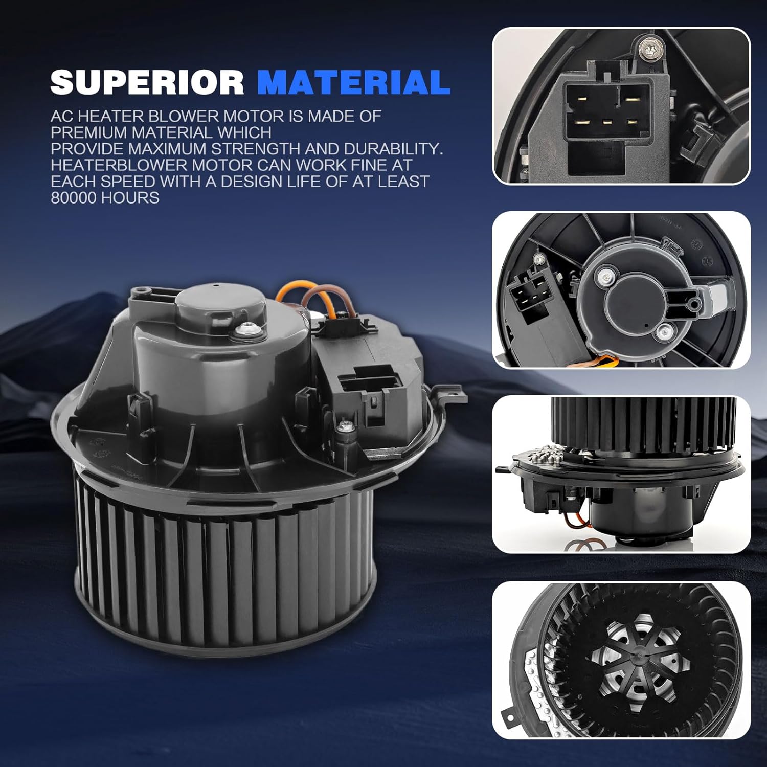 1K1820015/1K1820015A HVAC Heater Blower Motor & Resistor Assembly - Low-Noise Compatible with Audi A3/TT, VW Beetle/CC/Eos/Golf/Jetta/Passat/Tiguan, Compatible with 1.8T/2.0T Engines