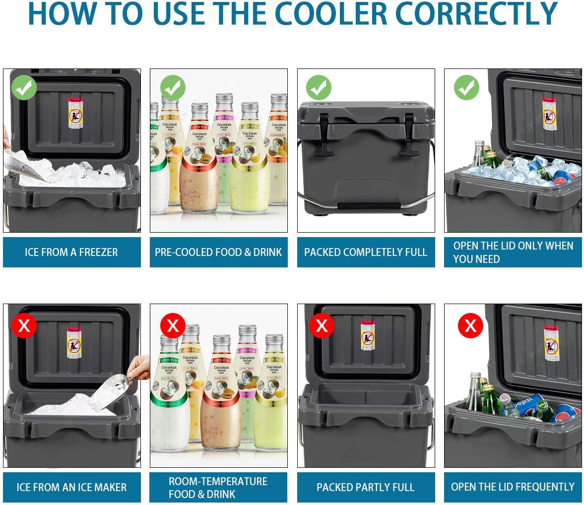 Goplus 16 Quart Cooler, 24-Can Capacity Ice Chest with 2 Cup Holders, 3-5 Days Ice Retention, Portable Insulated Ice Box for Camping, Fishing Outdoor Activities