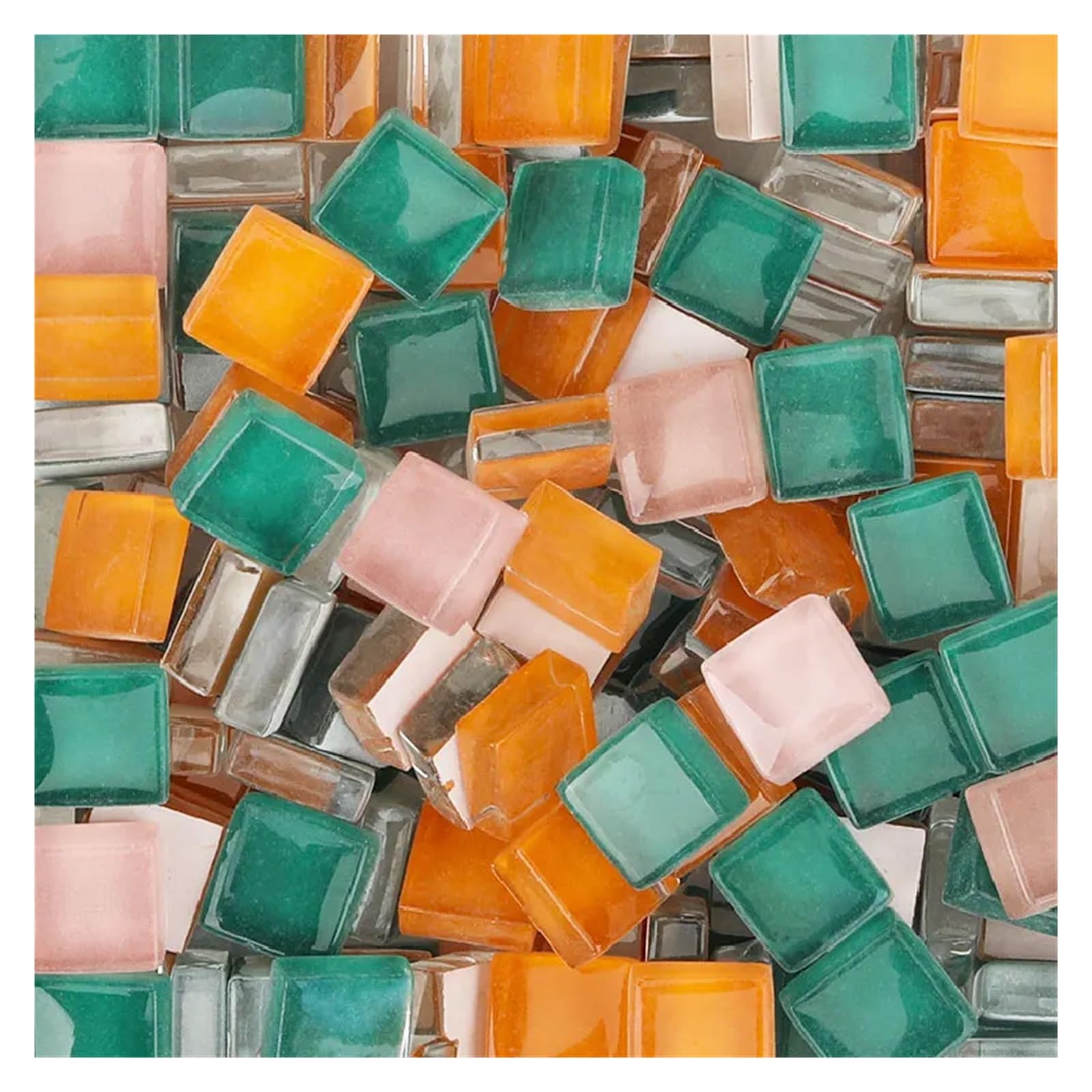 Sppeoukj Color 04 100G Mixed Mosaic Pieces Assorted Color Square Glitter Glass Tiles For Diy Crafts Supplies(Color 04)