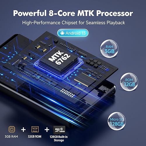 Miniatura 5 de RUIZU Reproductor de MP3 Android de 163 GB con Bluetooth y WiFi, reproductor de música IPS de 4.5 pulgadas con Spotify, Pandora, Tienda Music,