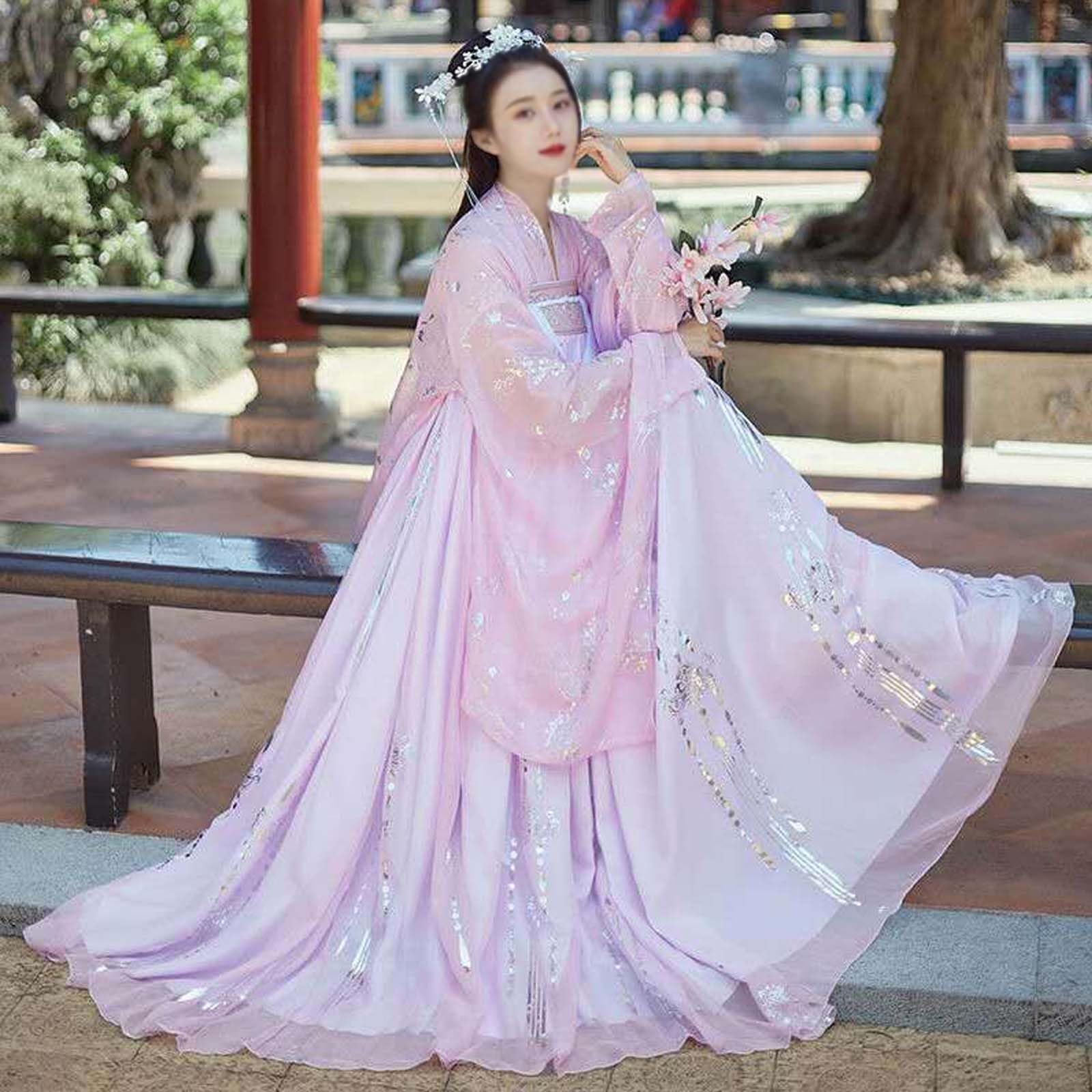 Antyczne sukienki Hanfu (S-3XL), damski kostium Tang (rozmiar plus), top + spódnica + bluzka z rękawami, cosplay/na co dzień