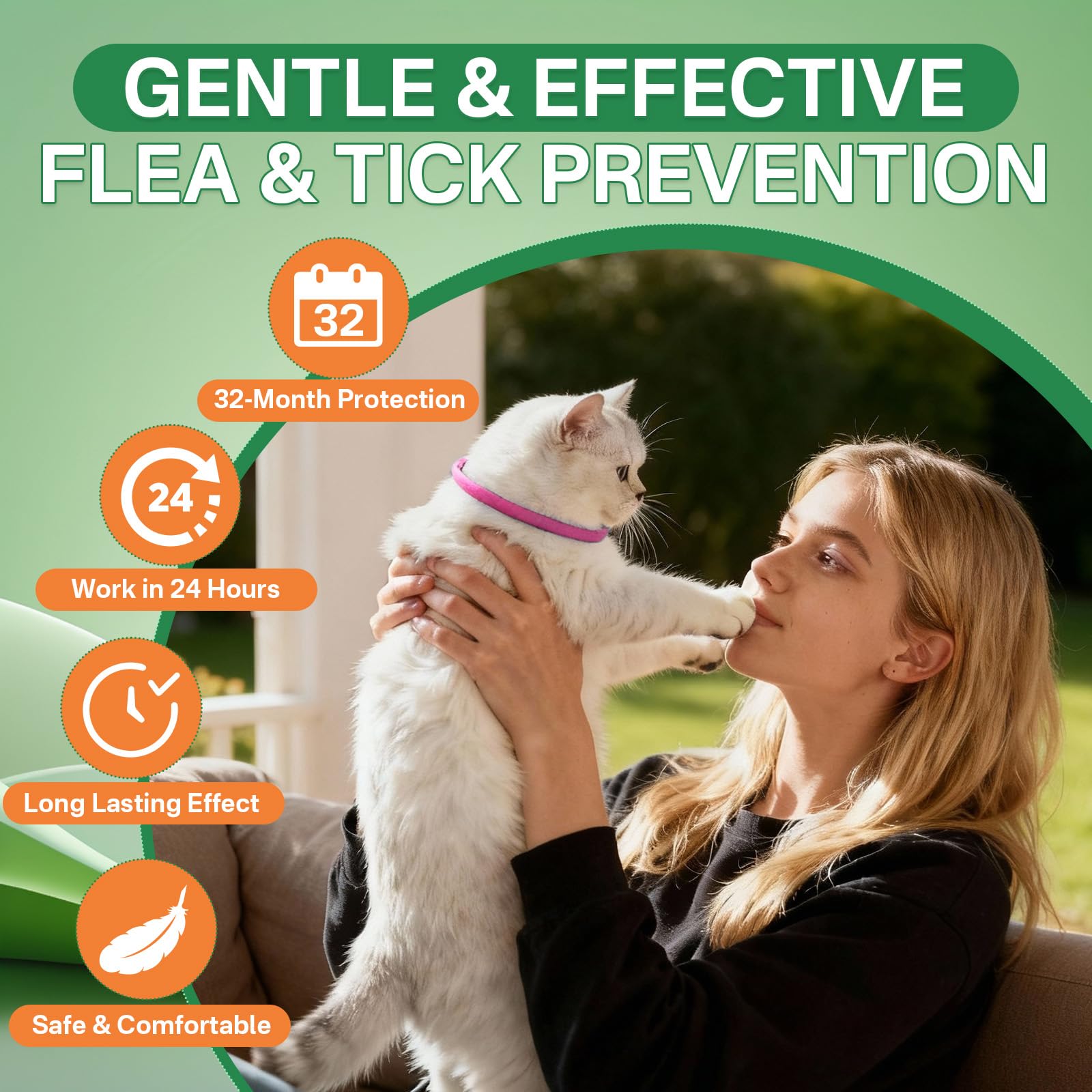 Puyrzoe Flea Collar for Cats 4 Pack, Natural Cat Flea and Tick Prevention Collar, 32-Month Full Protection, Adjustable Cat Flea and Tick for Kittens and Cats, Waterproof, 2 Pink & 2 Blue - image 4