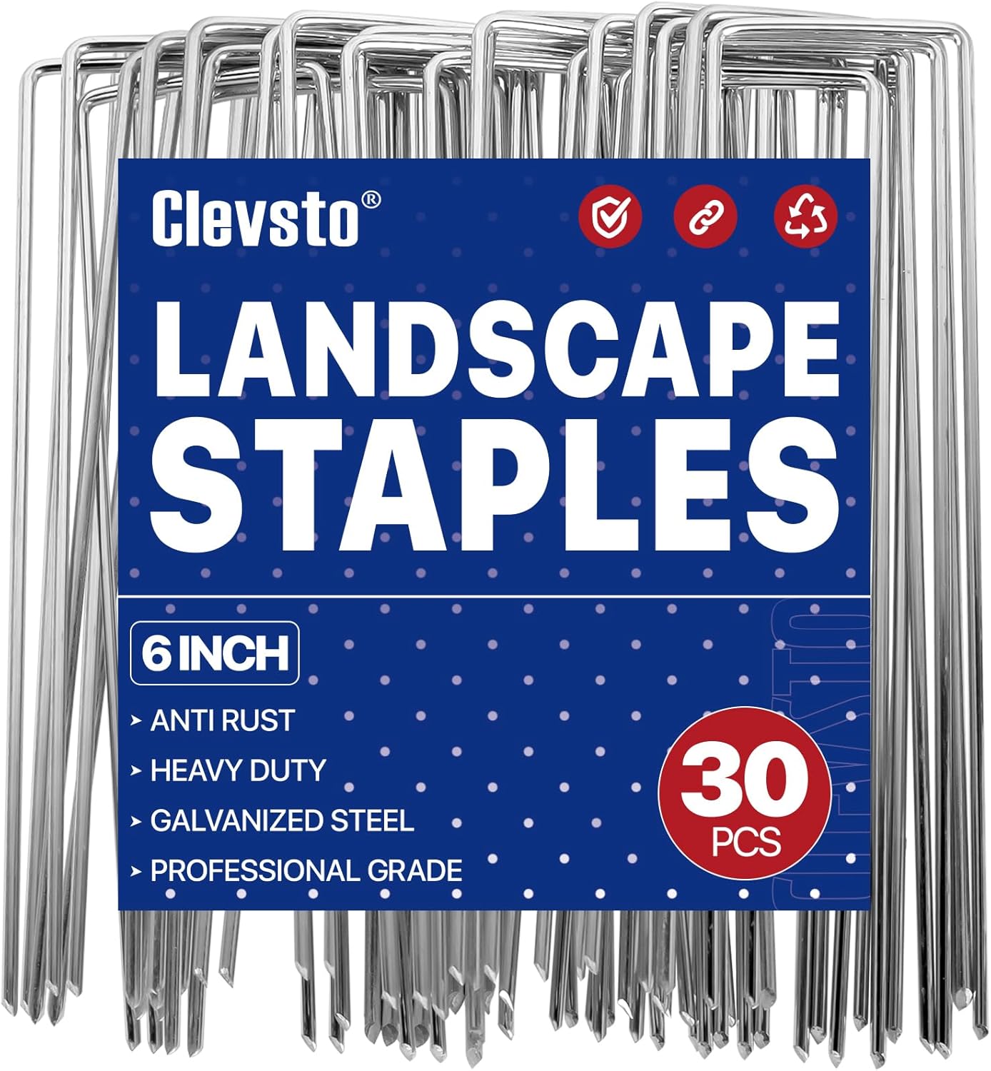 Clevsto 30 Pack Landscape Staples 6 Inch 11 Gauge Anti