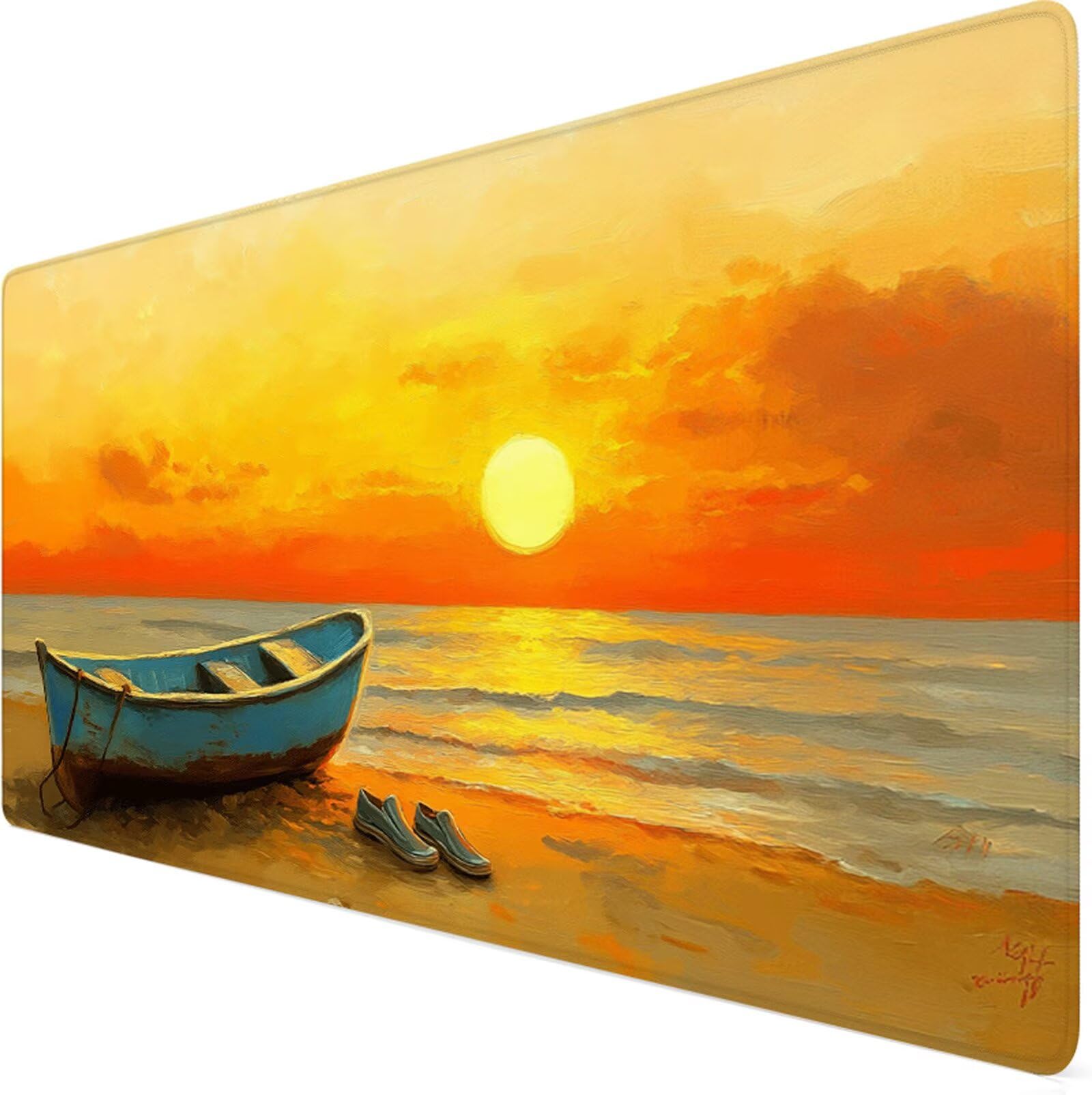 Podkładka pod mysz XXL 1200x600x3mm podkładka pod mysz zachód słońca podkładka pod mysz ocean poprawia precyzję i szybkość, wodoodporne antypoślizgowe, szyte krawędzie, akcesoria do gier, komputer