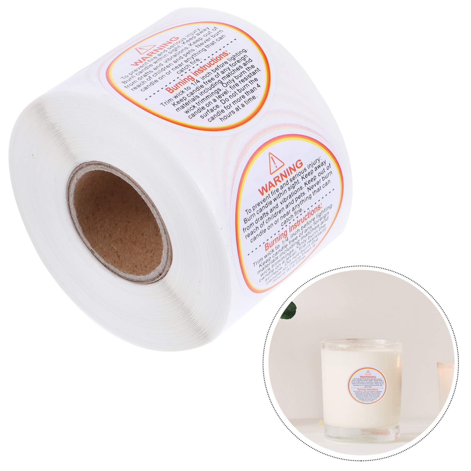 Healifty 500Pcs Candle Warning Sticker Candle Container Labels for