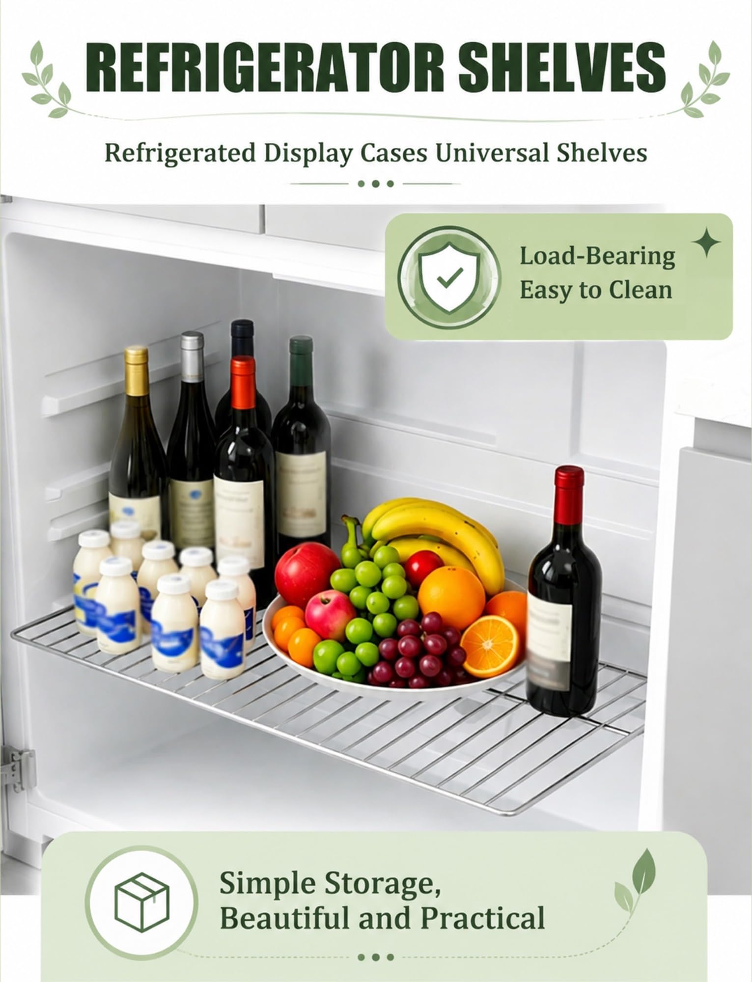Estante de congelador inox, rejilla organizadora para frigorífico | Estante de rejilla para frigorífico y congelador, práctico organizador de almacenamiento(110cm x 41cm/43.31 x 16.14 in)