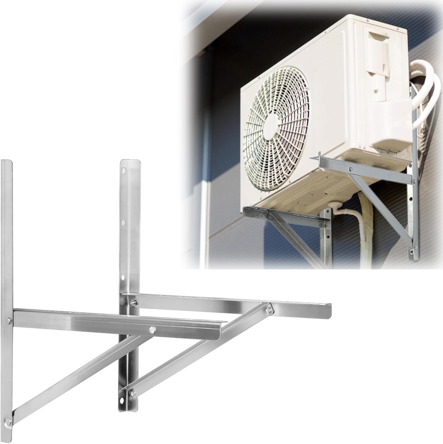 lukar Heavy Duty Mini Split Wall Mounting Bracket for 9000-36000 BTU Condenser, Stainless Steel Air Conditioner Support Bracket for Mini Split Ductless Heat Pumps, 600lbs Capacity
