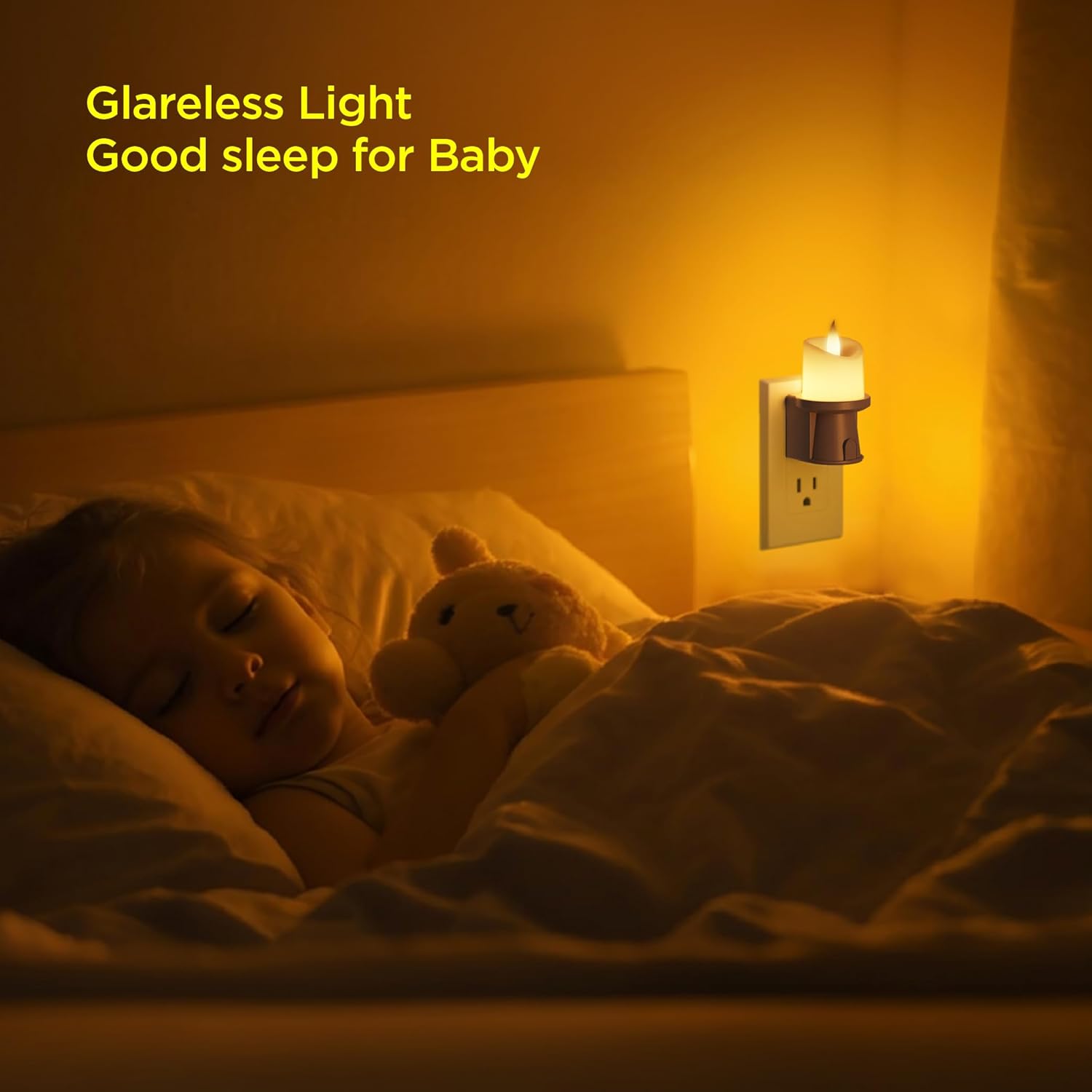 2-in-1 Plug in Night Light (4 Pack) - Dual Mode: Dusk to Dawn Sensor OR Remote Timer - Dimmable Electric Candle Wall Sconce for Farmhouse Decor (Bronze)