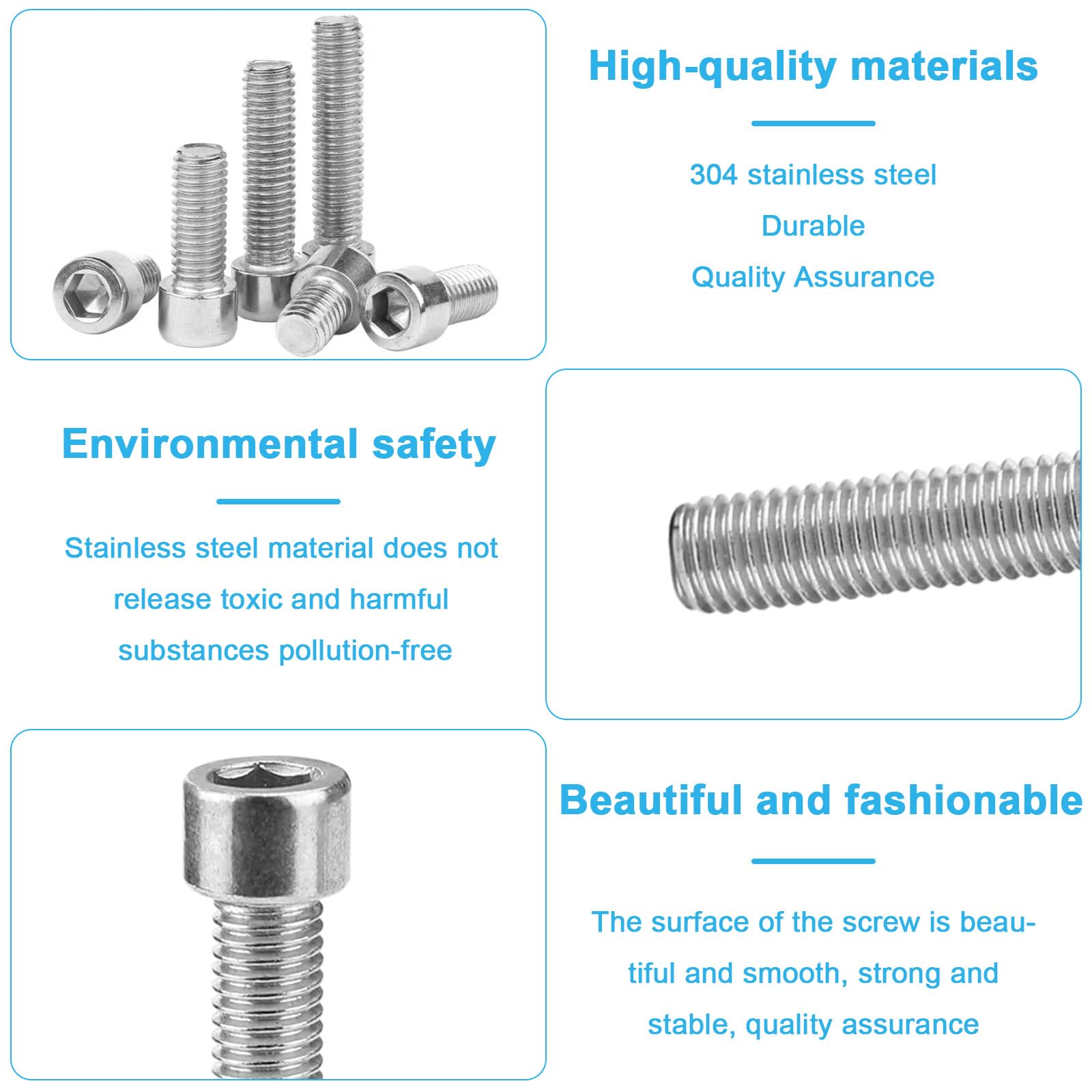 900 Pcs M2 M3 M4 Bolts and Nuts Set, Assorted Nuts and Bolts Set, Stainless Steel Hex Socket Button Head Screws and Washers - Image 4