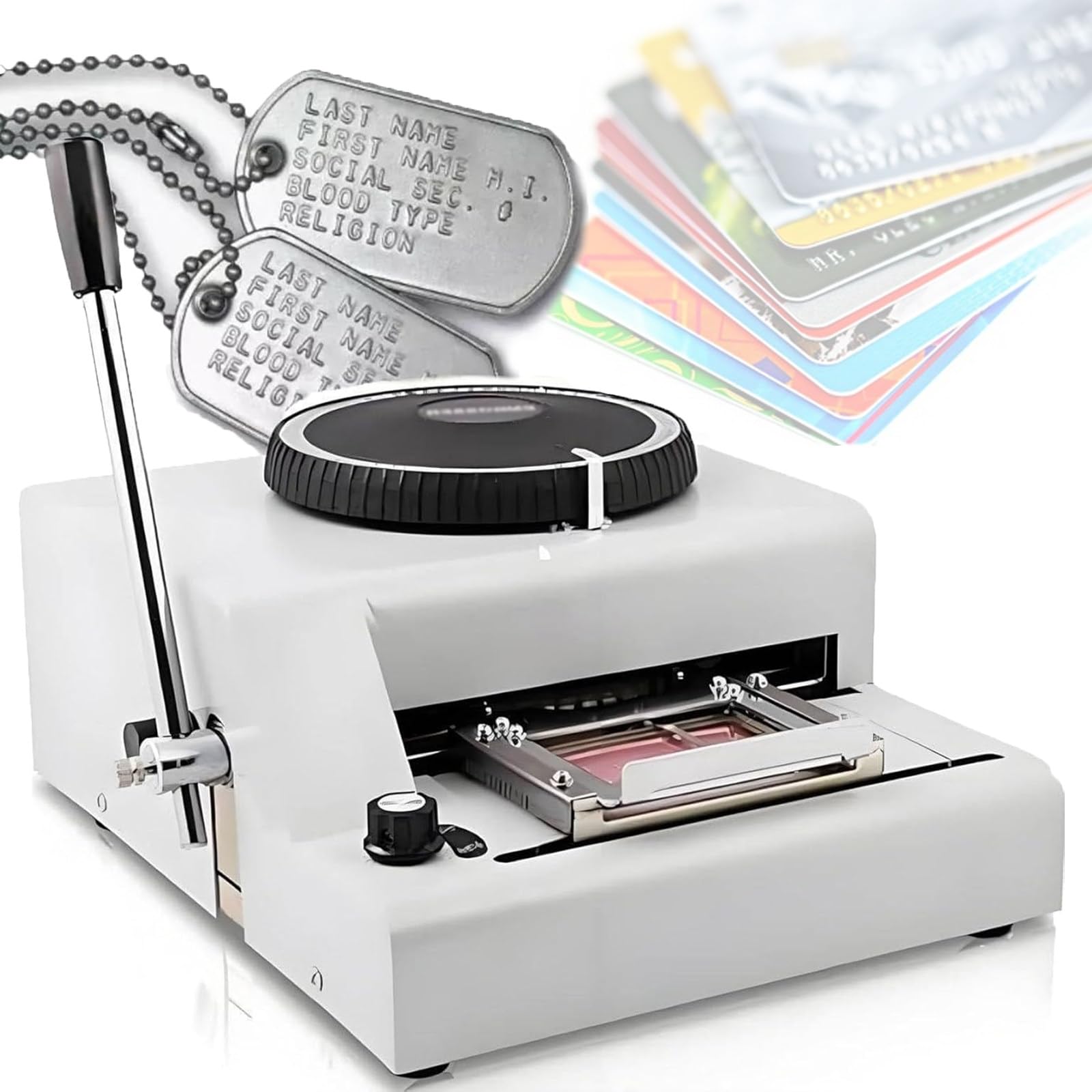Atwynd Metal Stainless Steel Stamping Printer, 72-Character Code Card Embossing Machine, Manual Stamping Machine, Stamping Code Printing Creation Tool, Metal Stamping Machine for Dog Tags