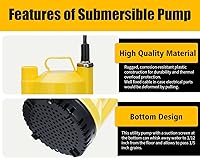 Vista 5 de El kit de descarga del calentador de agua sin tanque incluye bomba de sumidero sumergible de 1/6 HP con dos adaptadores y cubo de 3 galones