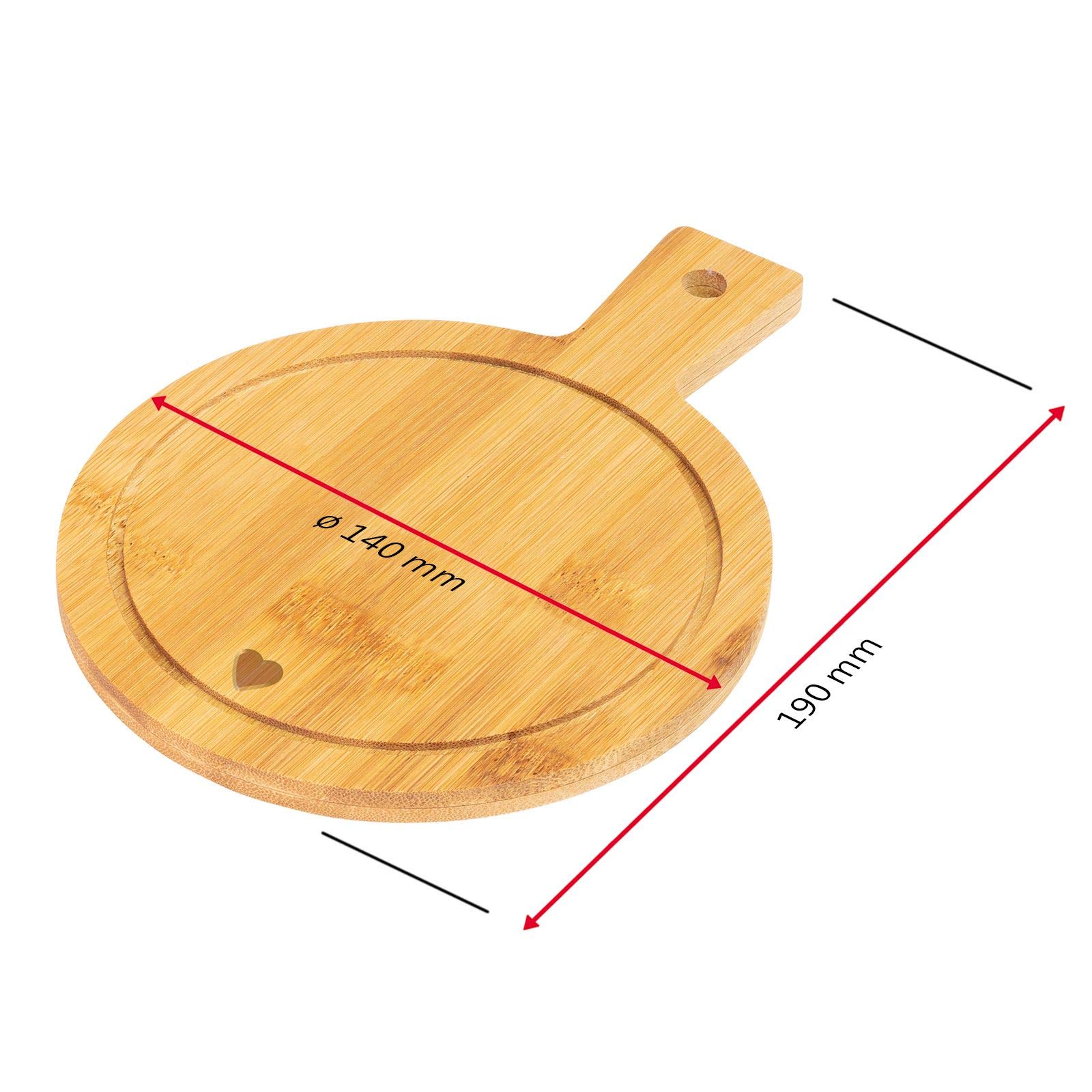 Westmark Juego de 4 Tablas de Servir de bambú con diseño de Mango y Ranura para Zumo (19 x 14 cm), Color marrón Claro