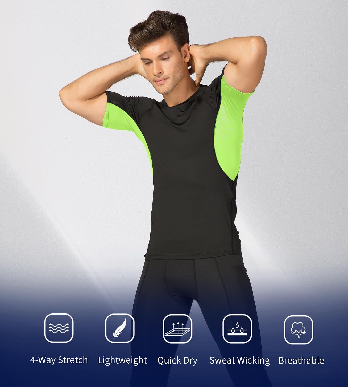 Men's Athletic Short Sleeve Compression Shirts Stretch Performance T-Shirt Running Workout Tops Quick Dry Base Layer