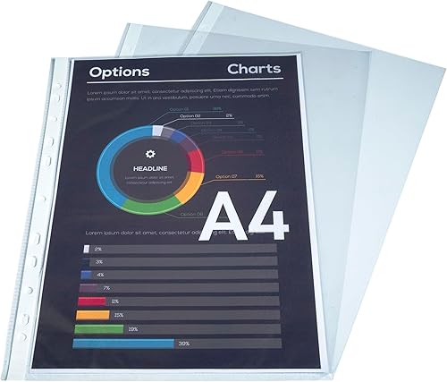 Miniatura 7 de Exacompta PP - Bolsillos perforados, tamaño A4, 50 unidades, transparente