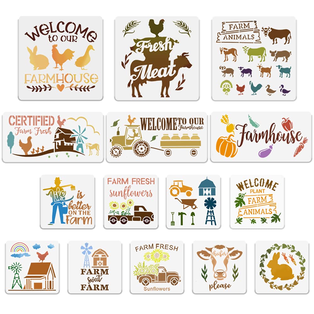 15pcs Farmhouse Painting Stencils Kit With Farm Horse Chicken Pig |  Desertcart Seychelles, image size:1000x1000