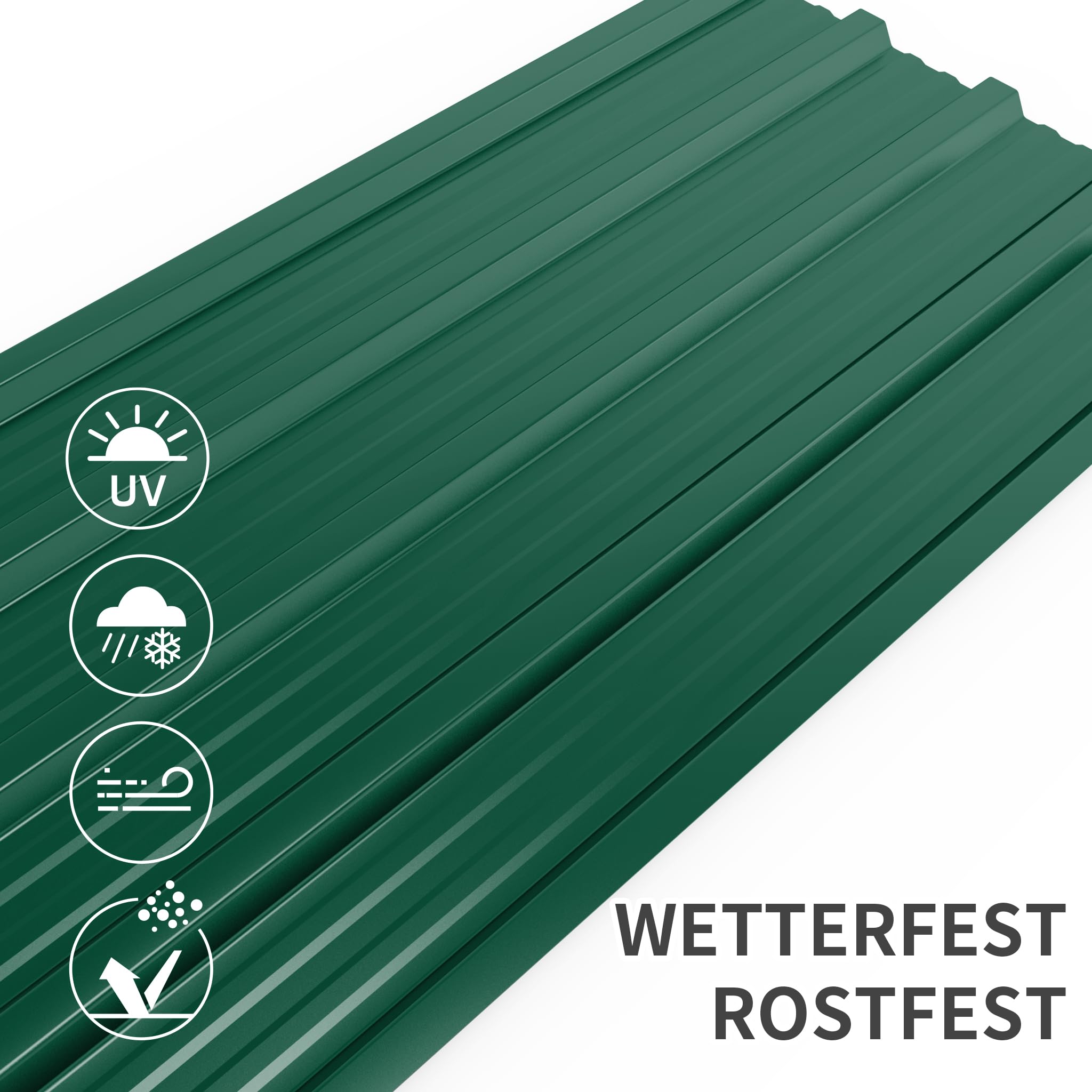 Mondeer 14er-Set Metall Trapezblech, Wellblechplatten für Dach, Dachbleche Trapezblech, Verzinkter Stahl für den Bau von Garagen, Gewächshäusern, Zwingern, 7m², 110 * 46cm, Grün