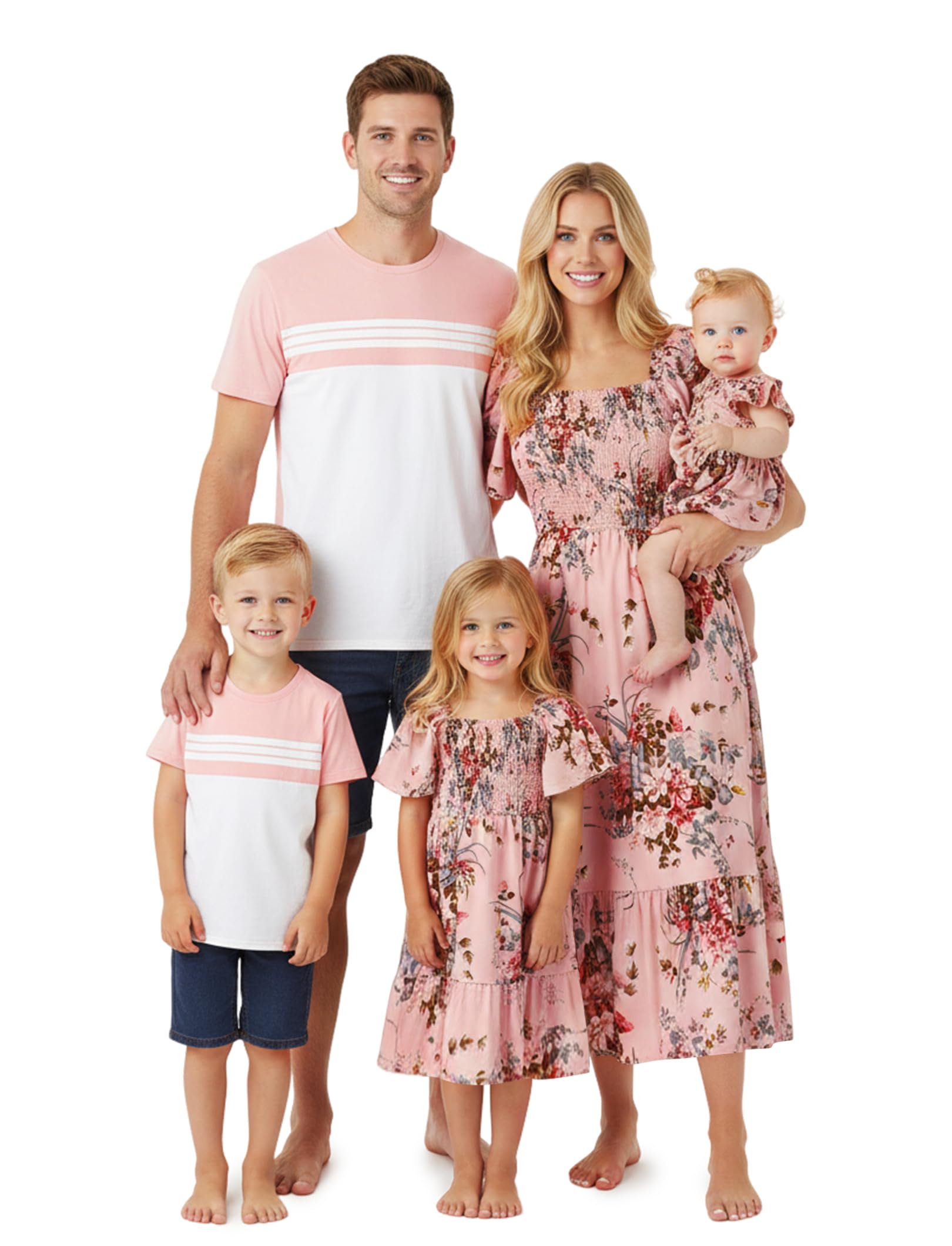 PATPAT Family Matching Outfits Mommy and Me Dresses Floral Dress &amp; T-Shirts | Mommy and Me Easter Dresses, Puff Sleeve Floral Sundress, Cotton Blend T-shirts, Couples Party Wedding Vacation Outfits