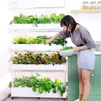 Hydroponics Tower With LED Grow Light - Garden Hydroponic Growing System For Herbs, Fruits, And Vegetables - Aeroponics Grow Kit For Planting Spaces
