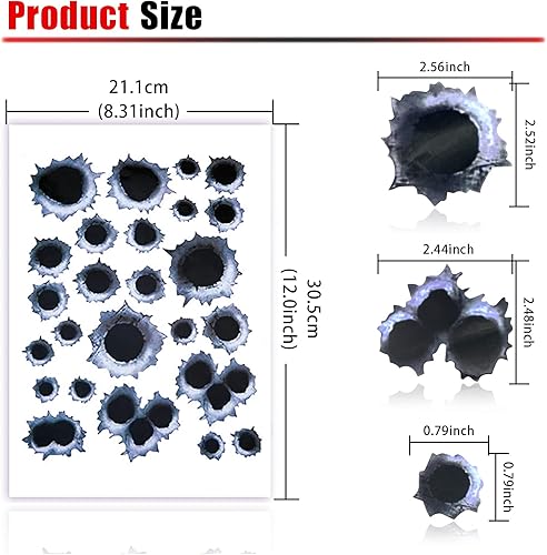 Miniatura 2 de Calcomanías de auto con agujero de bala 3D calcomanías estereoscópicas de simulación con agujeros de bala accesorios divertidos para automóvil