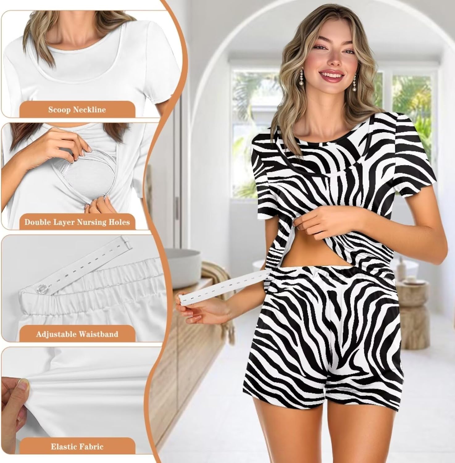 Women's Maternity Nursing Pajama Sets Soft Postpartum Pajamas for Breastfeeding