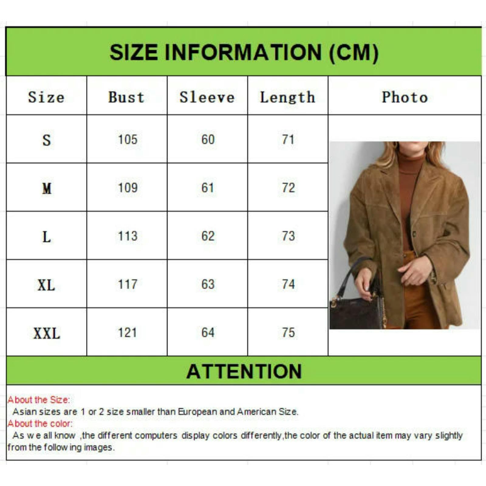 Abbigliamento Donna Donne in Pelle Scamosciata Giacca di Pelle in Pelle Autunnale A Petto Singolo Petto Sciolto Cappotto di Strada da Donna Esterni-Marrone-m