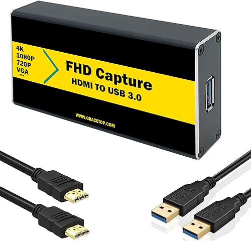 Miniatura 9 de GRACETOP Tarjeta de captura de video 4K 30FPS 1080P 60FPS a USB 3.0 con cable HDMI 4K HDMI a USB 3.0 para compatible con Windows, Linux, macOS,