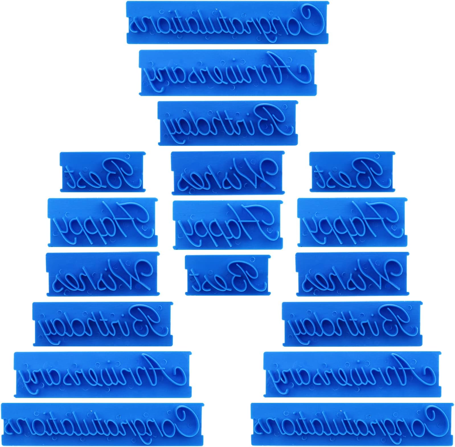 18 Pcs Cookie Fondant Stamp Cutter Stamper Blessing Letters Mold Happy Birthday Best Wishes Congratulations Anniversary Letters Cutter Mold Icing Sugarcraft Cake Decorating Tools