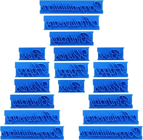 18 Pcs Cookie Fondant Stamp Cutter Stamper Blessing Letters Mold