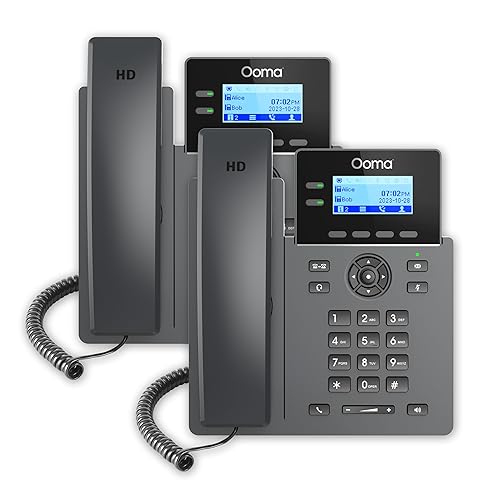 Ooma Paquete de 2 teléfonos de escritorio IP de oficina 2602 aprovisionados para uso con VoIP basado en la nube ooma Office. Recepcionista virtual,