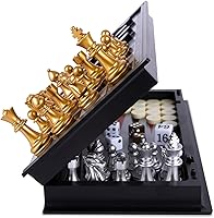 Vista 1 de Gamie 3 in 1 Magnetic Travel Chess Set - Portable Chess, Checkers, Backgammon Set - 9 Inch Magnetic Chess Board for Road Trips - Travel Games for