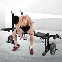 Vista 8 de Equipo de entrenamiento de banco de pesas estándar 6 en 1 para gimnasio en casa, entrenamiento de cuerpo completo, juego de prensa de banco, rizo