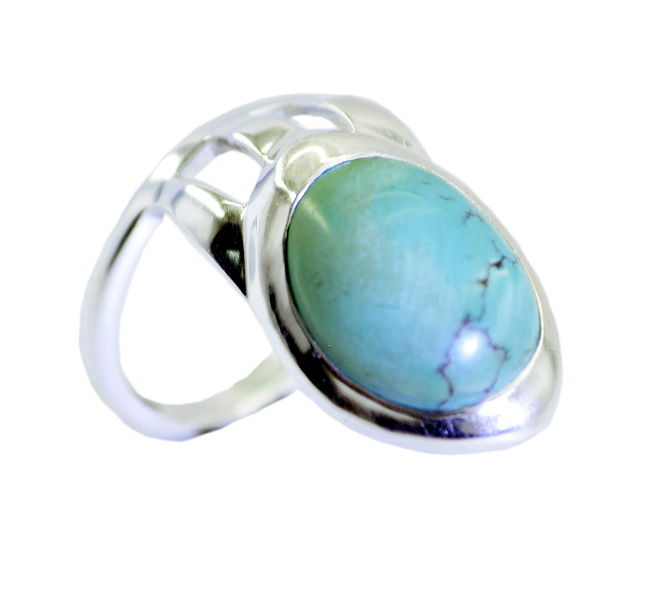 Bague multi-anneau argent 925 et pierre turquoise véritable femme - 3