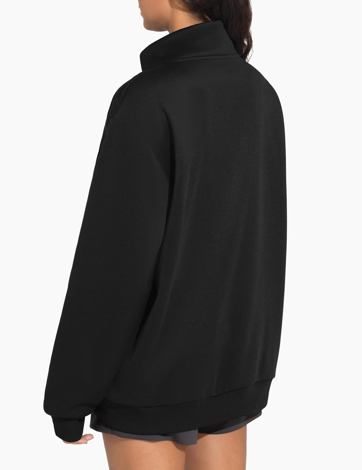 THE GYM PEOPLE Women's Oversized Full Zip Up Sweatshirts Fleece Long Sleeves Stand Collar Workout Jacket with Pockets - Image 3