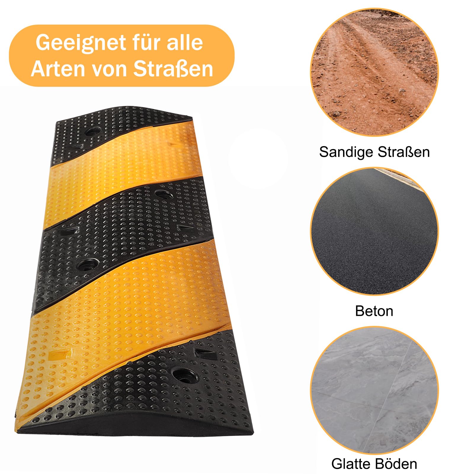 Soglia stradale, lunghezza traversata limite di velocità, 1 m, soglia di velocità antiscivolo, soglia di velocità giallo/nero