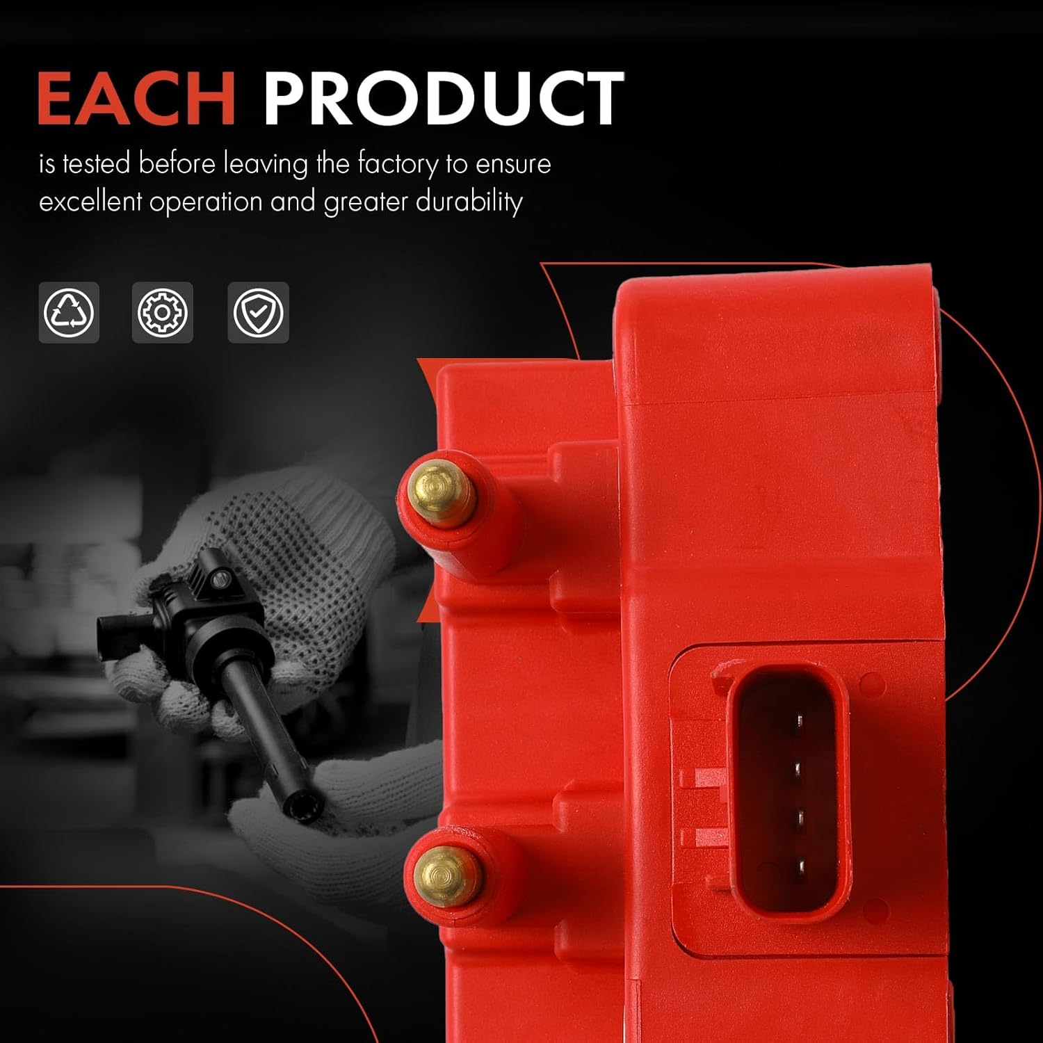 A-Premium (Red) Engine Ignition Coil Pack Compatible with Jeep Wrangler 2007-2011 & Dodge Grand Caravan 2001-2010, Caravan 2001-2007 & Chrysler Town & Country, Pacifica, Voyager & Volkswagen Routan