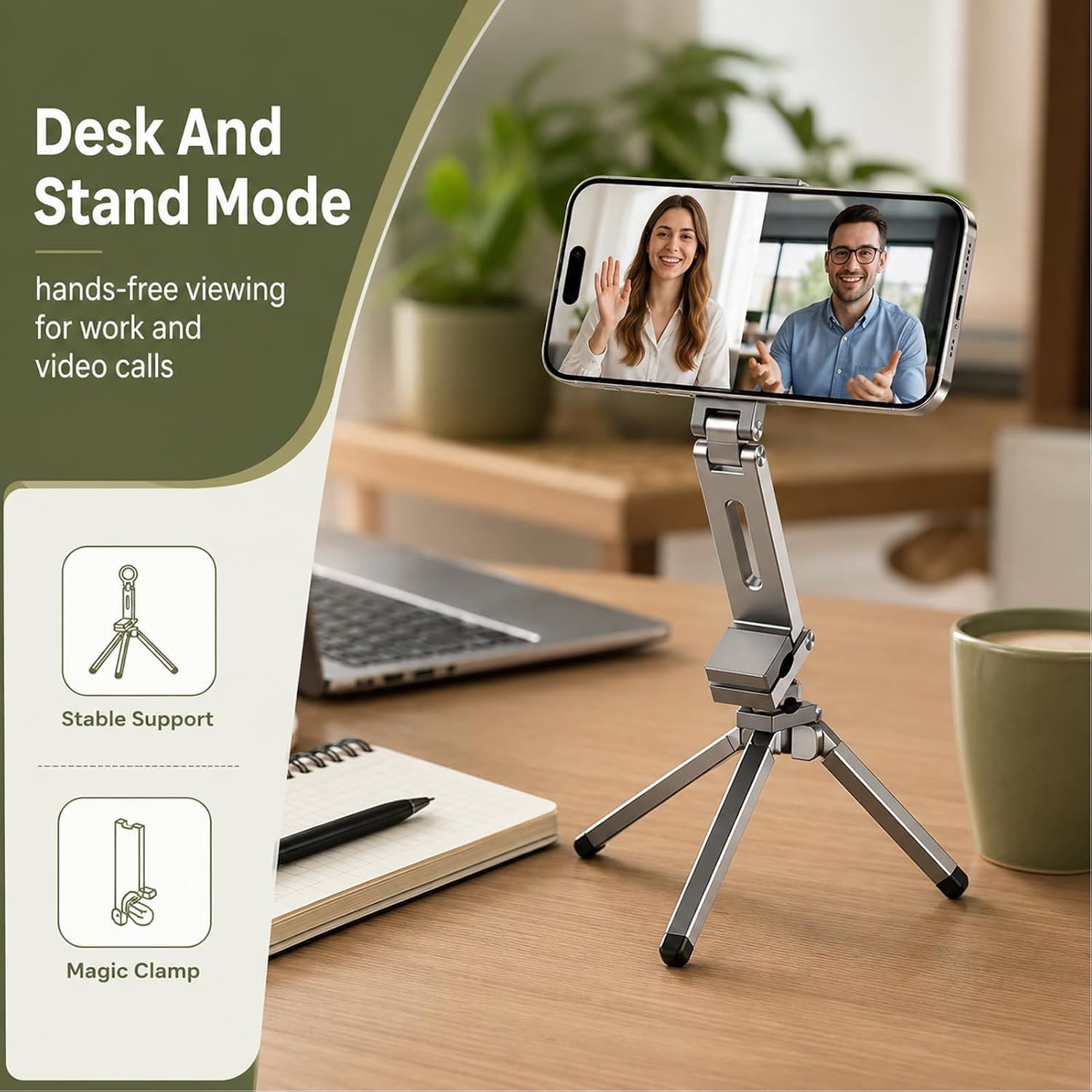Magnetic Tripod For Iphone,Magsafe Tripod For Iphone,Aluminum 360°Rotating Phone Stand,Magsafe Phone Tripod,Tripod For Iphone Magsafe For Magsafe Selfie For Desk,Foldable Portable Vlog Gear For Travel