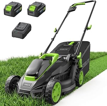 STEELITE Cordless Lawn Mower, 20V Battery Powered Lawn Mower 13 Inch with 2 x 4.0Ah Batteries & Charger, Brushless Electric Lawn Mower, Up to 50 Min Runtime