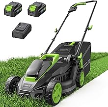 Cordless Lawn Mower, 20V Battery Powered Lawn Mower 13 Inch with 2 x 4.0Ah Batteries & Charger, Brushless Electric Lawn Mower, Up to 50 Min Runtime