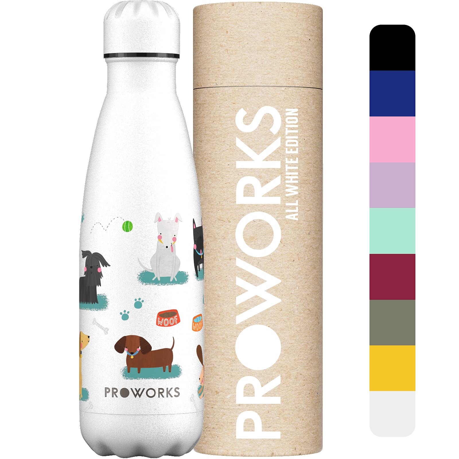 PROWORKS Insulated Water Bottle, BPA Free, Reusable Stainless Steel Water Bottle for 12 Hours Hot & Cold Hold Up to 24 Hours, for Sport, Gym, Travel - 500ml - Pink Daisy — view 24