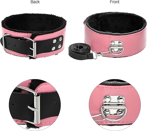 Miniatura 44 de Rbenxia Juego de 12 unidades de restricciones BDSM de bondage sexual, esposas fetichistas, puños, collar, cuerda de látigo, abrazaderas para Negro