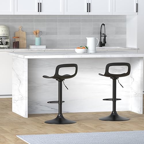 Miniatura 46 de NOBPEINT Taburete de bar giratorio ajustable con elevación de aire cromado contemporáneo, juego de 2, negro Negro -,Verde,Gris,Blanco