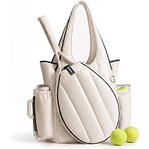 TOPEAST Tennis Bag for Women, Quilted Tennis Racket Backpack | with 40 oz Tumbler Holder, Multi-Pocket Sports Bag with Hidden Fence Hook for Pickleball and Badminton