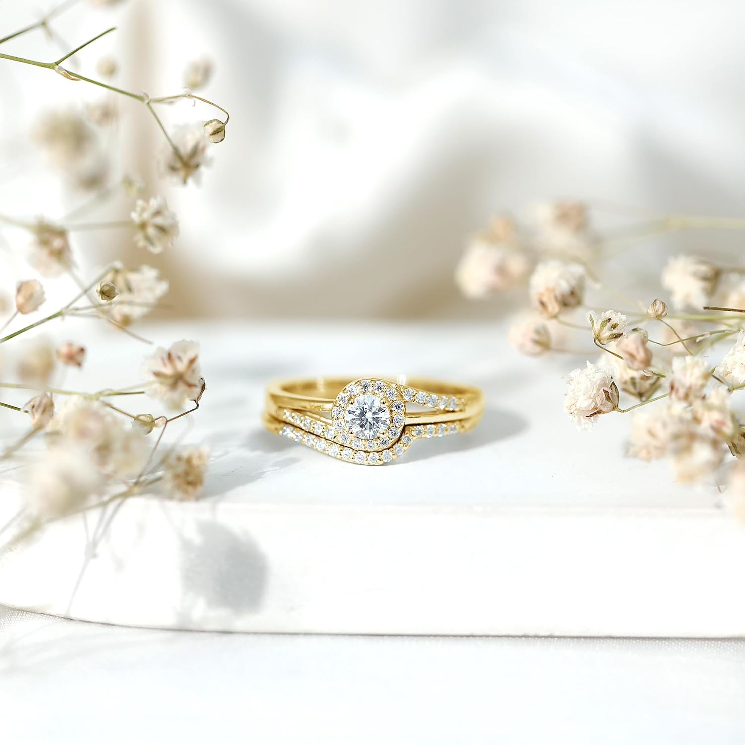 Certified Moissanite Bridal Ring Set for Women, D-Vs1 Quality, Moissanite Ring With Wedding Band (Ready To Gift)