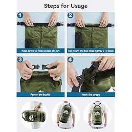 HEETA Dry Bag Waterproof for Women Men, Roll Top Lightweight Dry Storage Bag Backpack with Phone Case for Travel Swimming Boating Kayaking Paddle Board Camping Beach Accessories (Pitch Green, 30L)