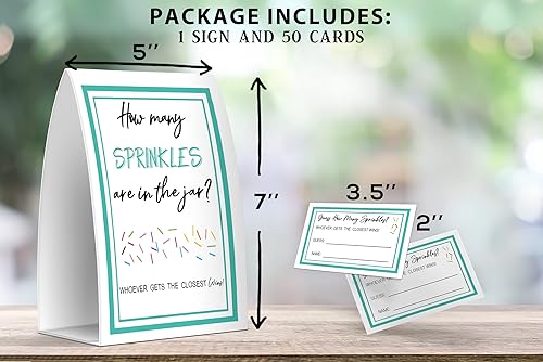 Miniatura 2 de Adivina cuántas chispas hay en el frasco, juegos de baby shower, decoraciones de baby shower, un letrero y 50 tarjetas (MANY023)